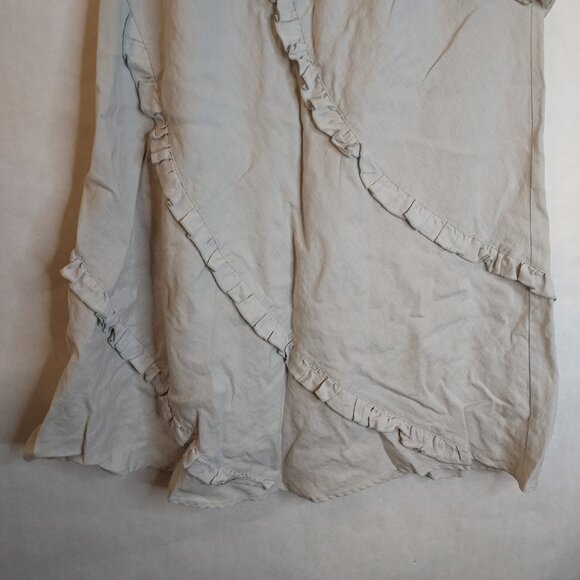 Chalet Linen Maxi Skirt Women's L Ruffles Elastic Pull On Waist Resort Vacation - Picture 3 of 10